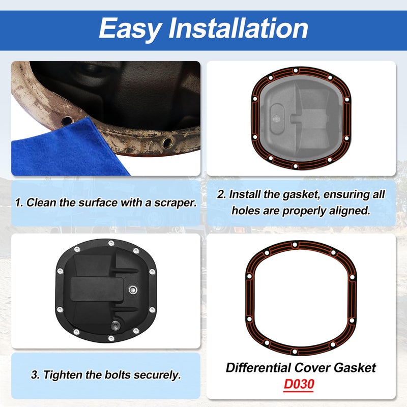 salangid Differential Cover Gasket Rubber Coated Steel Core D030 Replacement for Dana30 Front Axles - Image 5